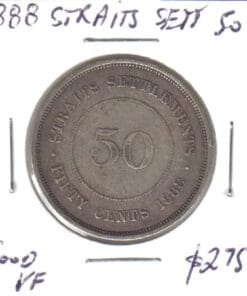 1888 Straits Settlements 50 cents