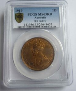 1919 Penny Dot Below in PCGS MS63RB