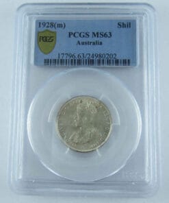 RARE QUALITY 1928 SHILLING PCGS MS63.