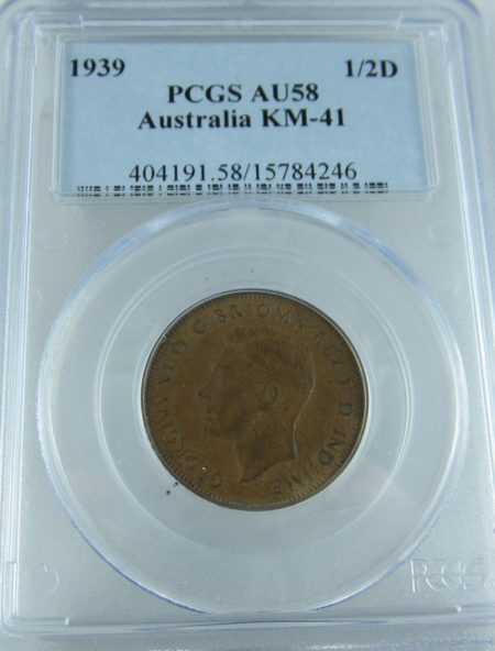 1939 Roo Half Penny PCGS AU58