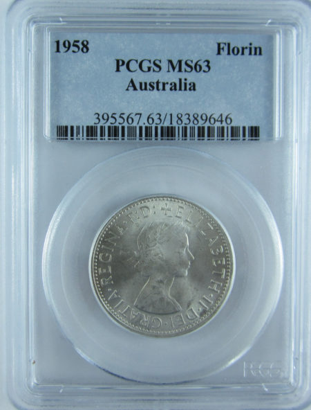 1958 Florin. PCGS MS63 CHOICE