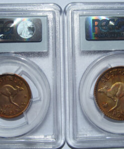 1959 Melbourne PROOF Penny PCGS graded PR62RB. Scarce with red