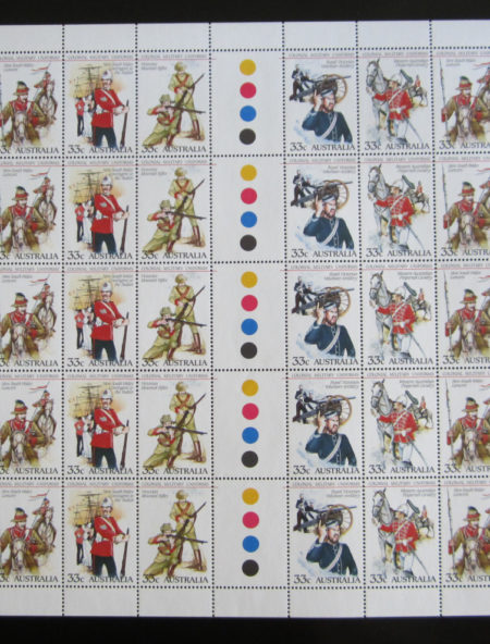 1985 Colonial Military Uniforms. Half sheet MNH