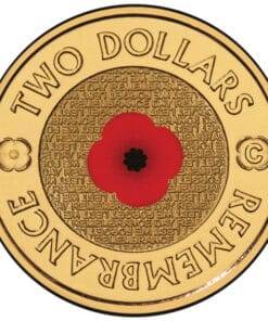 Remembrance Day $2 Commemorative Coin with Colour Poppy Imprint