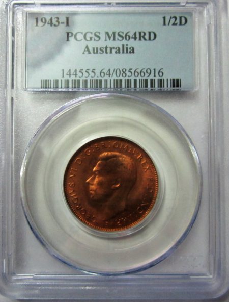 1943i Half Penny PCGS MS64RD