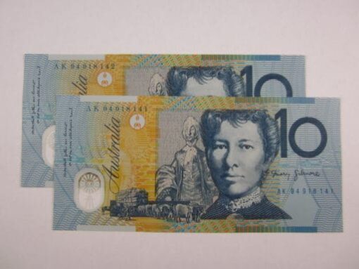 1994 Grey Dobell $10 polymer UNC PAIR