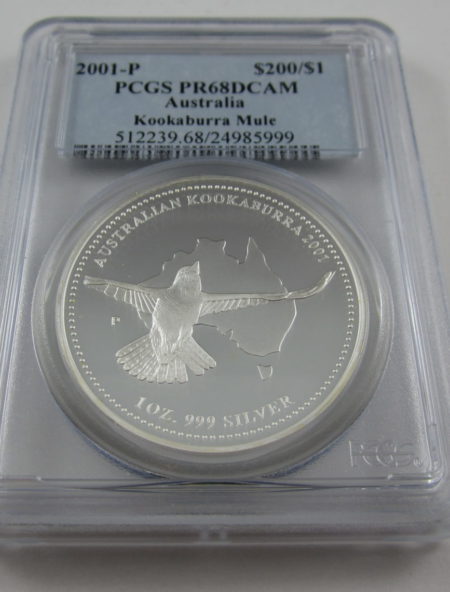 2001 Silver Kookaburra $200 MULE. PCGS PR68 DCAM