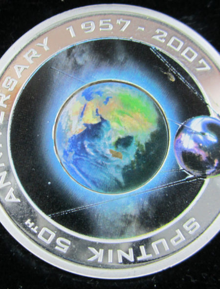 2007 Sputnik 50th Anniversary Cook Island Coloured Silver Proof Coin