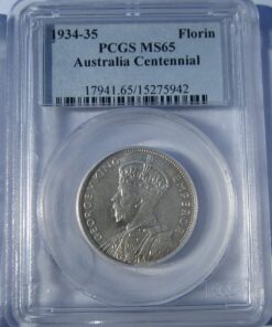 1934/5 Centenary Florin in PCGS MS65