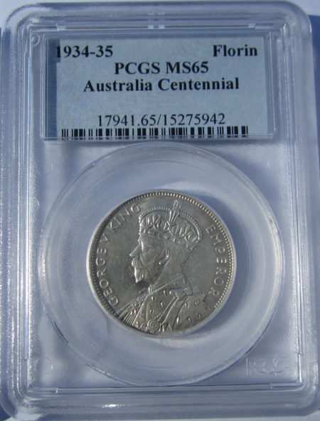 1934/5 Centenary Florin in PCGS MS65