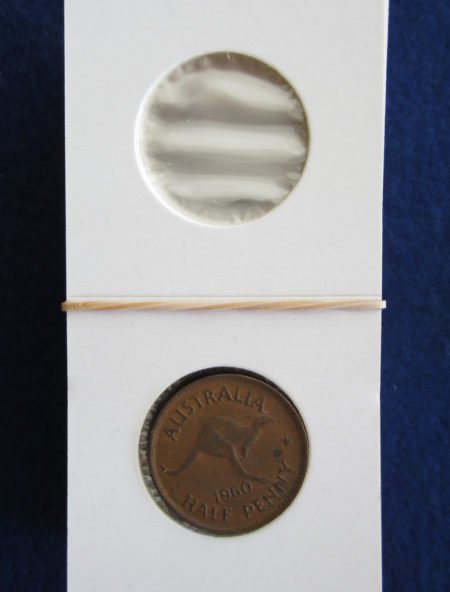 Coin holder for the half penny. Packet of 50