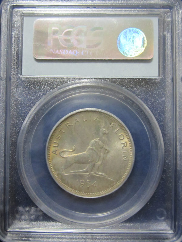 1954 Royal Visit Florin in MS65